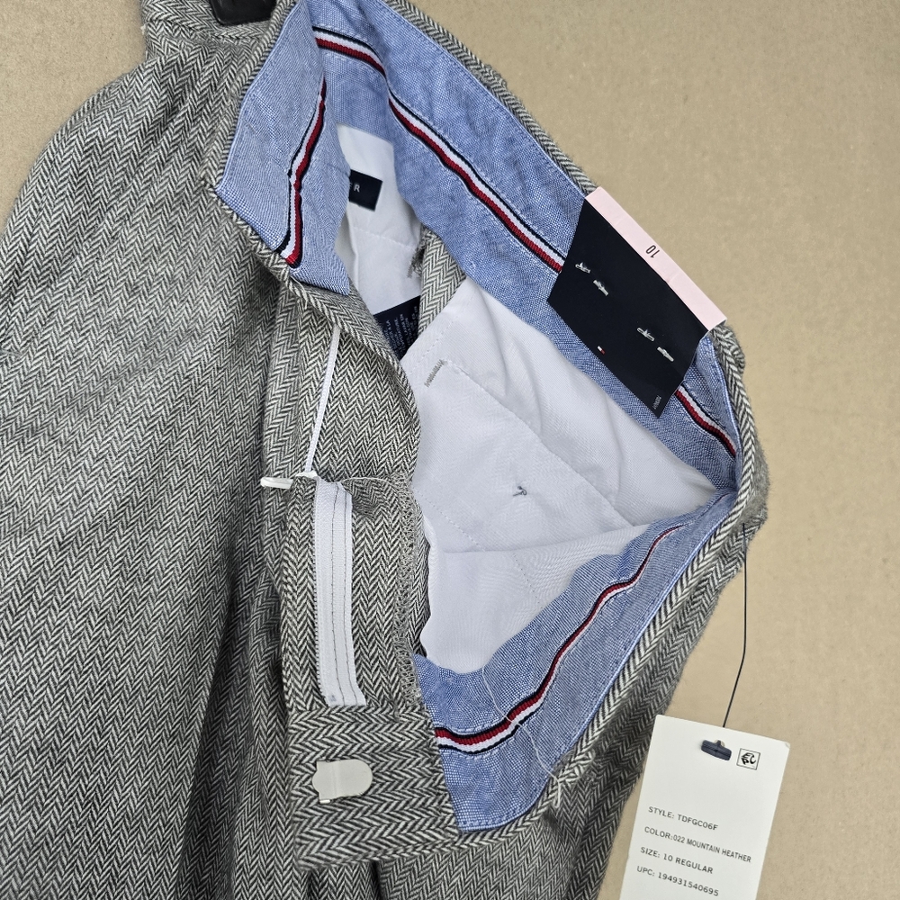 Nwt Tommy Hilfiger Boys Brushed Herringbone Mountain Heather Gray Slacks Pants - Picture 10 of 10